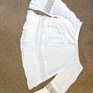 White off the shoulder dress shirt size medium